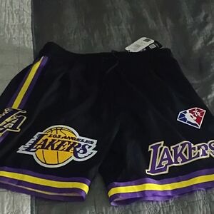 Los Angeles Lakers Black and Purple Athletic Shorts